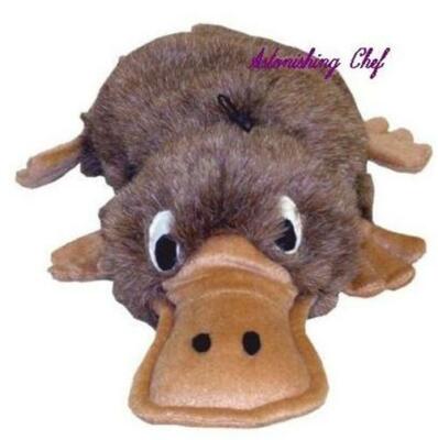 platypus dog toy with eggs
